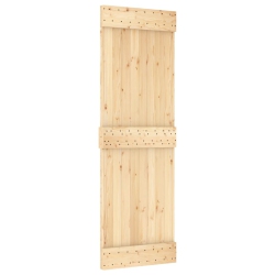VIDAXL Narvik 27.6"x82.7" Solid Pine Wood Sliding Barn Door, Natural Brown, No Hardware Kits