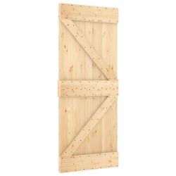 VIDAXL Narvik 33.5"x82.7" Solid Pine Wood Sliding Barn Door, Natural Brown, No Hardware Kits