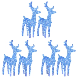 VIDAXL Christmas Reindeers 6 PCs 240 Leds Acrylic In Blue