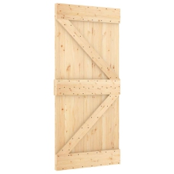 VIDAXL Narvik 37.4"x82.7" Solid Pine Wood Sliding Barn Door, Natural Brown, No Hardware Kits