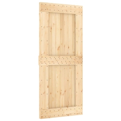 VIDAXL Narvik 35.4"x82.7" Solid Pine Wood Sliding Barn Door, Natural Brown, No Hardware Kits