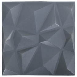 VIDAXL 3D Wall Panels 48 PCs 50X50 Cm Diamond 12 M² In Grey