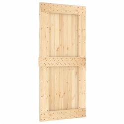 VIDAXL Narvik 37.4"x82.7" Solid Pine Wood Sliding Barn Door, Natural Brown, No Hardware Kits