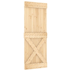 VIDAXL Narvik 31.5"x82.7" Solid Pine Wood Sliding Barn Door, Natural Brown, No Hardware Kits