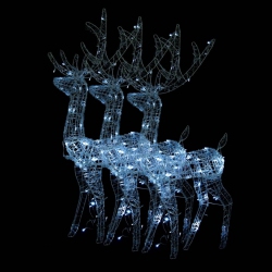 VIDAXL Acrylic Reindeer Christmas Decorations 3 PCs 120 Cm Cold In White