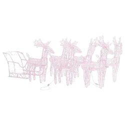 VIDAXL Reindeers & Sleigh Christmas Decoration 280X28X55 Cm Acrylic