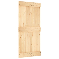 VIDAXL Narvik 37.4"x82.7" Solid Pine Wood Sliding Barn Door, Natural Brown, No Hardware Kits