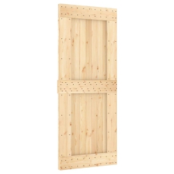 VIDAXL Narvik 33.5"x82.7" Solid Pine Wood Sliding Barn Door, Natural Brown, No Hardware Kits