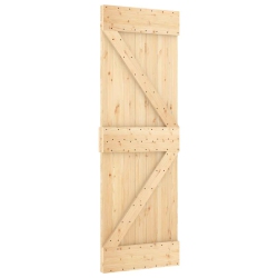 VIDAXL Narvik 27.6"x82.7" Solid Pine Wood Sliding Barn Door, Natural Brown, No Hardware Kits