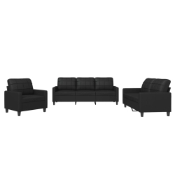 VIDAXL 3 Piece Sofa Set With Cushions Faux Leather In Black