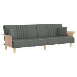 VIDAXL Sofa Bed With Armrests Dark Fabric In Grey