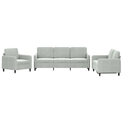 VIDAXL 3 Piece Sofa Set Light Velvet In Grey