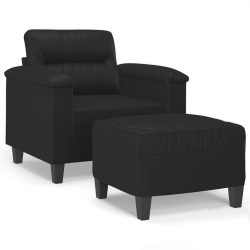 VIDAXL Sofa Chair With Footstool 60 Cm Faux Leather In Black