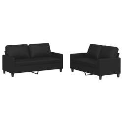 VIDAXL 2 Piece Sofa Set With Cushions Faux Leather In Black