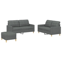 VIDAXL 3 Piece Sofa Set With Cushions Dark Fabric In Grey