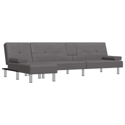 VIDAXL L-Shaped Sofa Bed 255X140X70 Cm Faux Leather In Grey