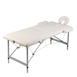 VIDAXL Cream Foldable Massage Table 2 Zones With Aluminium Frame In White