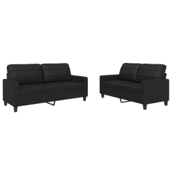 VIDAXL 2 Piece Sofa Set With Cushions Faux Leather In Black