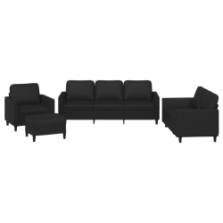 VIDAXL 4 Piece Sofa Set With Cushions Faux Leather In Black