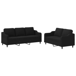 VIDAXL 2 Piece Sofa Set With Cushions Fabric In Black