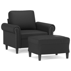 VIDAXL Sofa Chair With Footstool 60 Cm Faux Leather In Black