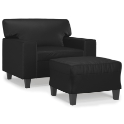 VIDAXL Sofa Chair With Footstool 60 Cm Faux Leather In Black