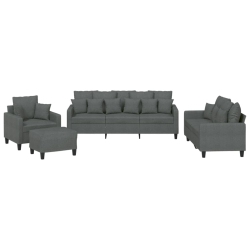 VIDAXL 4 Piece Sofa Set With Pillows Dark Fabric In Grey