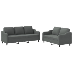 VIDAXL 2 Piece Sofa Set With Cushions Dark Fabric In Grey