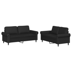 VIDAXL 2 Piece Sofa Set With Cushions Faux Leather In Black