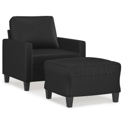 VIDAXL Sofa Chair With Footstool 60 Cm Faux Leather In Black