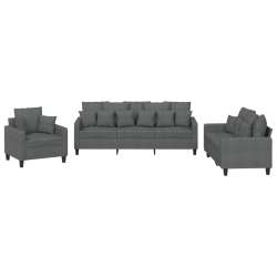 VIDAXL 3 Piece Sofa Set With Pillows Dark Fabric In Grey