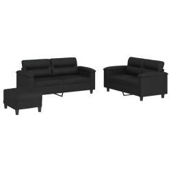 VIDAXL 3 Piece Sofa Set With Cushions Faux Leather In Black