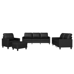 VIDAXL 4 Piece Sofa Set With Cushions Faux Leather In Black