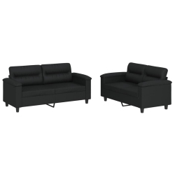 VIDAXL 2 Piece Sofa Set With Cushions Faux Leather In Black