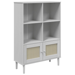 VIDAXL Bookcase Senja Rattan Look 90X35X130 Cm Solid Wood Pine In White