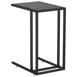 VIDAXL Computer Side Table Marble 50X35X65 Cm Tempered Glass In Black