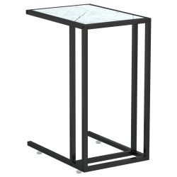 VIDAXL Computer Side Table Marble 50X35X65 Cm Tempered Glass In White