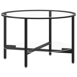 VIDAXL Tea Table And Transparent 70 Cm Tempered Glass In Black