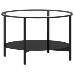 VIDAXL Tea Table And Transparent 70 Cm Tempered Glass In Black
