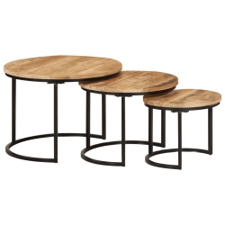 VIDAXL Nesting Tables 3 PCs Solid Rough Wood In Mango
