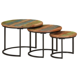 VIDAXL Nesting Tables 3 PCs Solid Wood Reclaimed