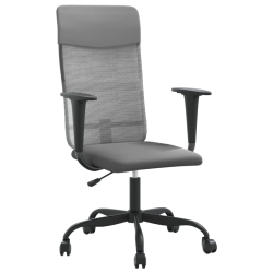 VIDAXL Office Chair Height Adjustable Mesh Fabric And Faux Leather In Grey