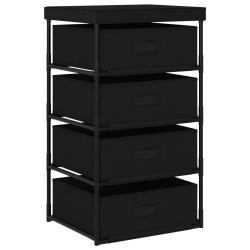 VIDAXL Storage Rack With 4 Fabric Baskets Steel In Black