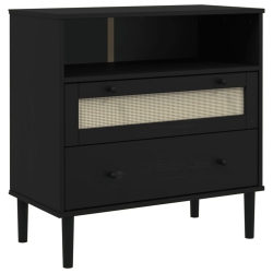 VIDAXL Sideboard Senja Rattan Look 80X40X80 Cm Solid Wood Pine In Black