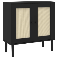 VIDAXL Sideboard Senja Rattan Look 80X35X80 Cm Solid Wood Pine In Black