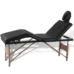 VIDAXL Foldable Massage Table 4 Zones With Wooden Frame In Black