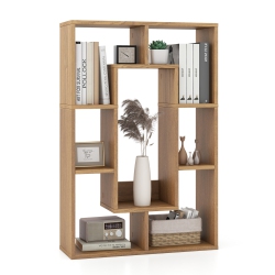 COSTWAY 7-Cube Geometric Bookshelf With Anti-Toppling Device Modern Open Bookcase