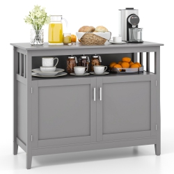 COSTWAY Kitchen Sideboard Buffet Server Cupboard Storage Cabinet With 2 Doors In Grey