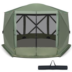 COSTWAY 11.5 X 11.5 Ft 6-Sided Pop-Up Screen House Tent With 2 Wind Panels for Camping