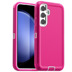 CSMART [Cs] Triple 3 Layers Shockproof Heavy Duty Defender Hard Case for Samsung Galaxy S25 Plus / S24 Plus, Hot In Pink